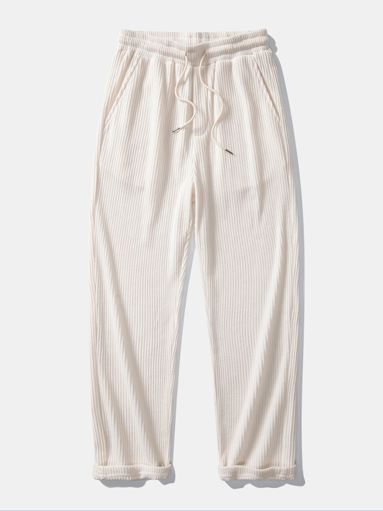Long Sleeved Knitted Waffle Polo Shirt & Drawstring Knitted Waffle Pants