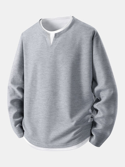Relax Fit Long Sleeve 2 In 1 Waffle T-Shirt & Relax Fit Straight Leg Jersey Cargo Pants