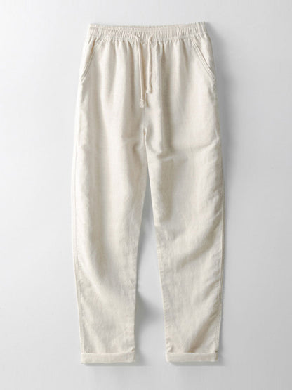 Stripe Crochet Button Up Shirt & Straight Leg Linen Pants