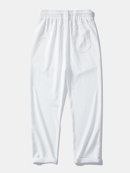 Texture Jacquard Cuban Shirt & Wrinkle Textured Straight Leg Pants