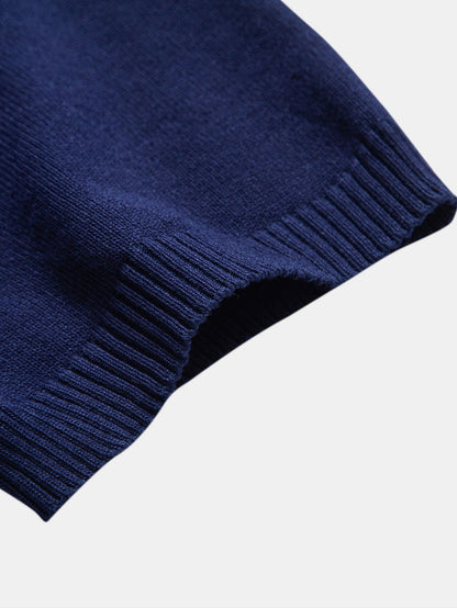 Textured Color Block Knit Polo & Slim Fit Tapered Trousers