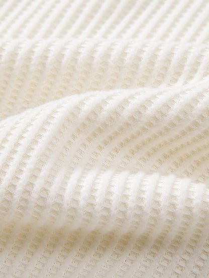 Long Sleeved Knitted Waffle Polo Shirt & Drawstring Knitted Waffle Pants