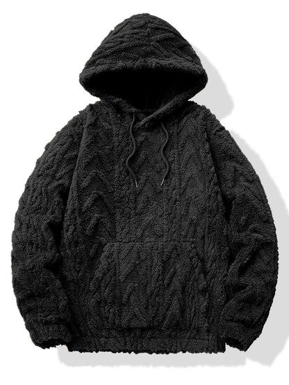Geometric Jacquard Teddy Hoodie & Jogging Pants